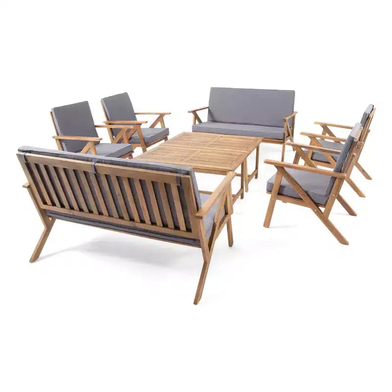 Ensemble de conversation en 8 pièces en bois d'acacia Panama avec table basse : Salon de jardin – Christopher Knight Home