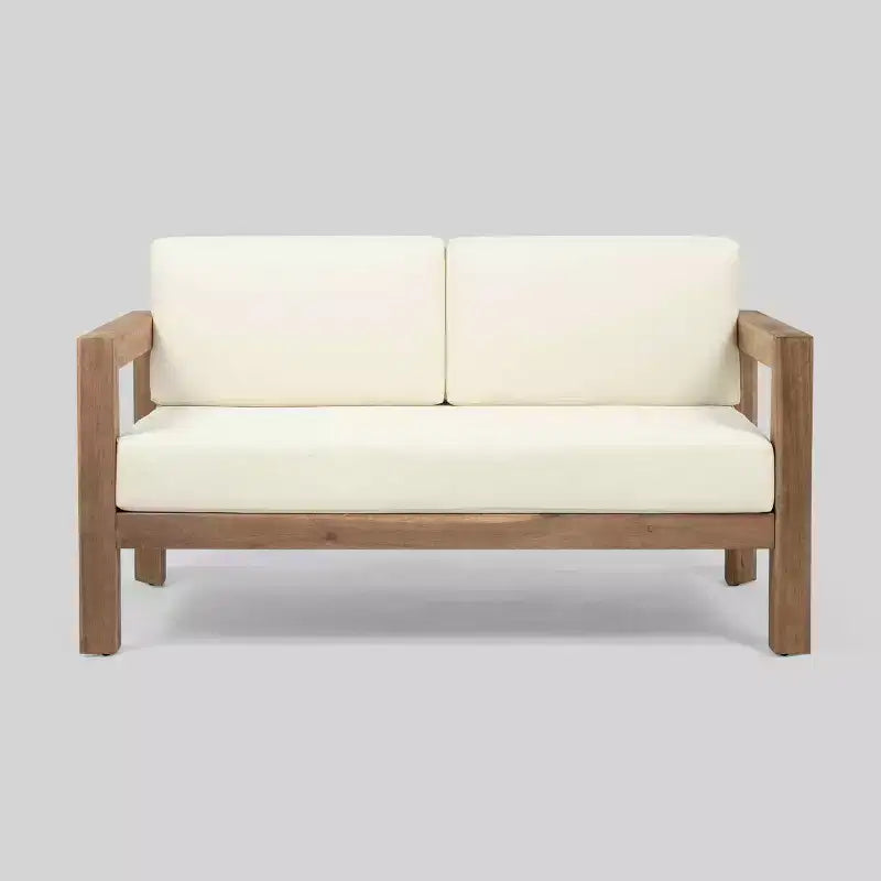 Ensemble de conversation 4 pièces en bois d'acacia Genser : causeuse extérieure, fauteuils club, table basse - Christopher Knight Home