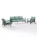 Kaplan 3pc Outdoor Sofa Set with Sofa & 2 Arm Chairs - Mist - Crosley: Steel Frame, Weather-Resistant