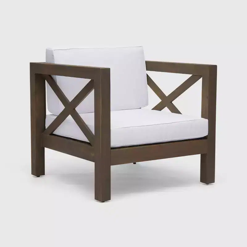 Ensemble sectionnel et fauteuil de club en bois d'acacia Brava 5 pièces : ensemble de patio résistant aux intempéries - Christopher Knight Home