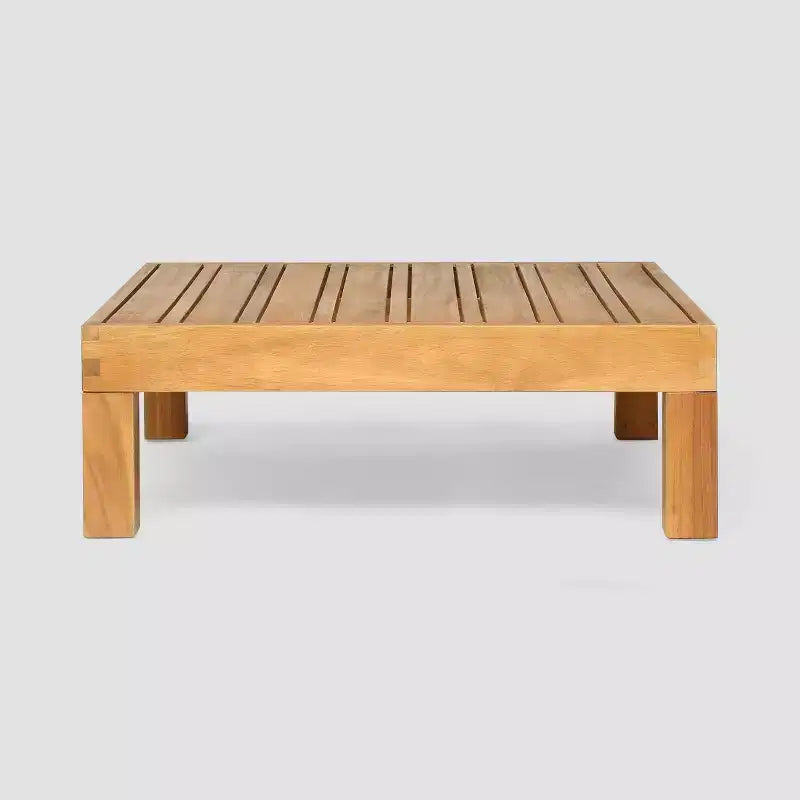 Ensemble de canapé modulaire et table 4 pièces Brava en acacia - Teck/Beige - Christopher Knight Home : Salon d'extérieur résistant aux intempéries
