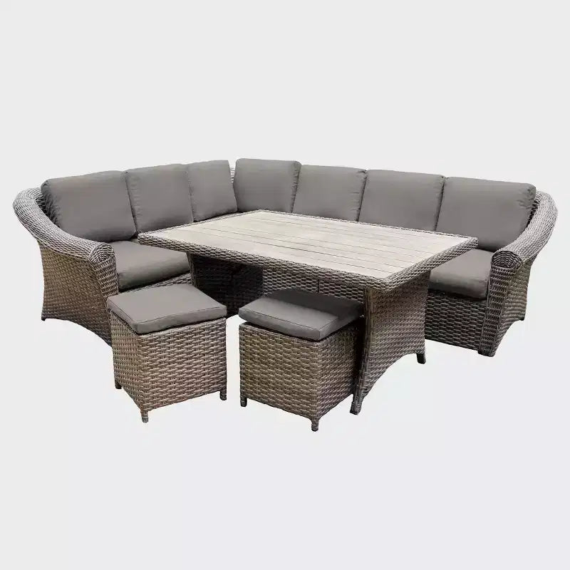 Leisure Made Walton 7pc Wicker Sectional in Gray Fabric