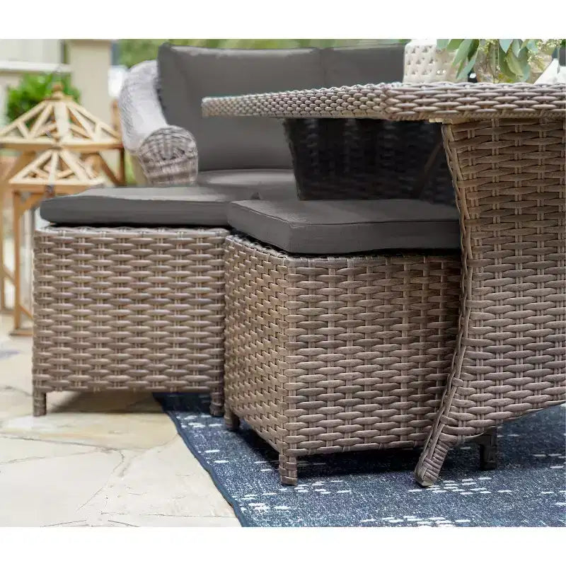 Sectionnel en osier 7 pièces Leisure Made Walton avec tissu gris