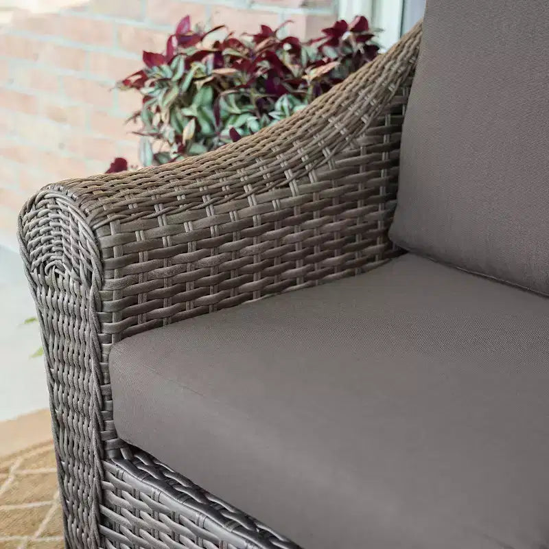Sectionnel en osier 7 pièces Leisure Made Walton avec tissu gris