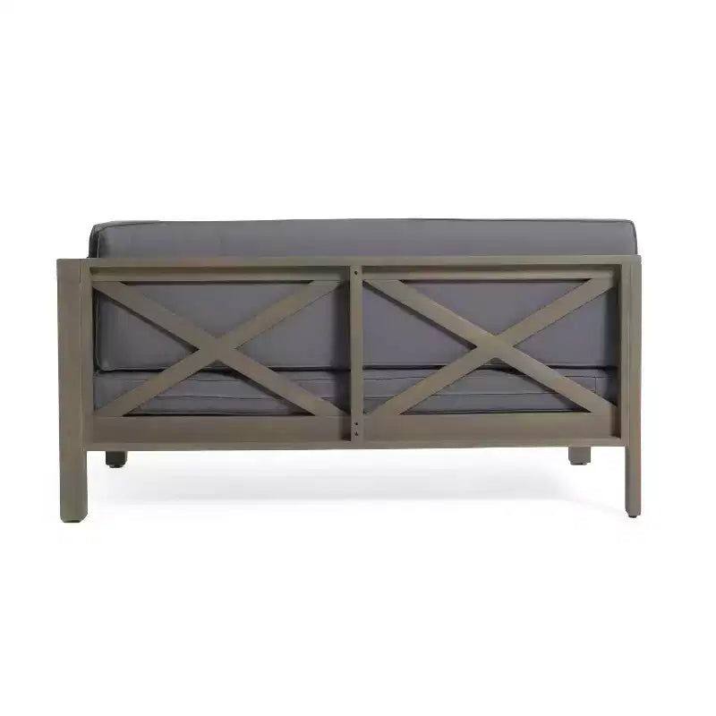 Causeuse d'extérieur avec accoudoir droit et table basse en bois d'acacia Brava, 2 pièces, avec coussin – Christopher Knight Home : Ensemble de patio avec coussins amovibles