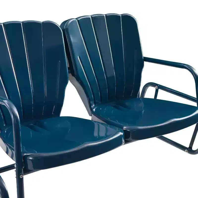 Ensemble de conversation d'extérieur 4 pièces en métal Ridgeland - Bleu marine - Crosley