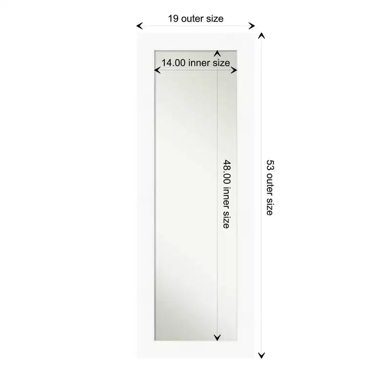 20" x 54" Non-Beveled Cabinet White Full Length on The Door Mirror - Amanti Art: Easy Door/Wall Mount, Polystyrene Frame