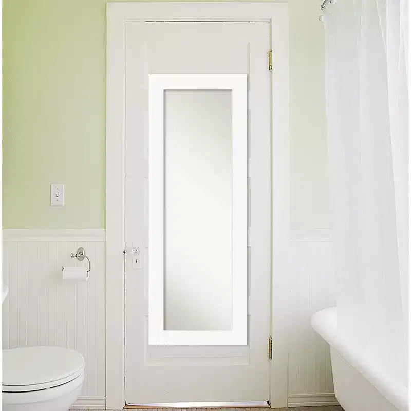 20" x 54" Non-Beveled Cabinet White Full Length on The Door Mirror - Amanti Art: Easy Door/Wall Mount, Polystyrene Frame