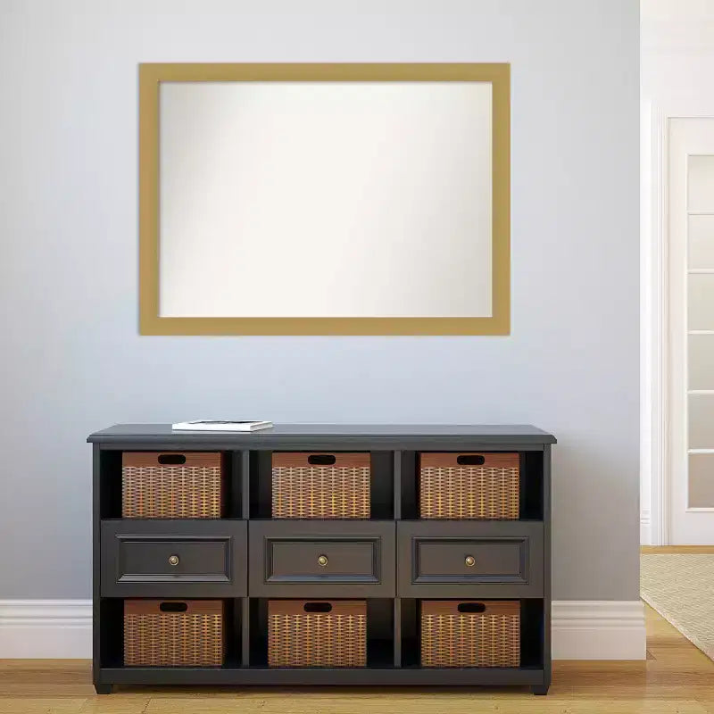 42" x 31" Non-Beveled Grace Brushed Gold Wall Mirror