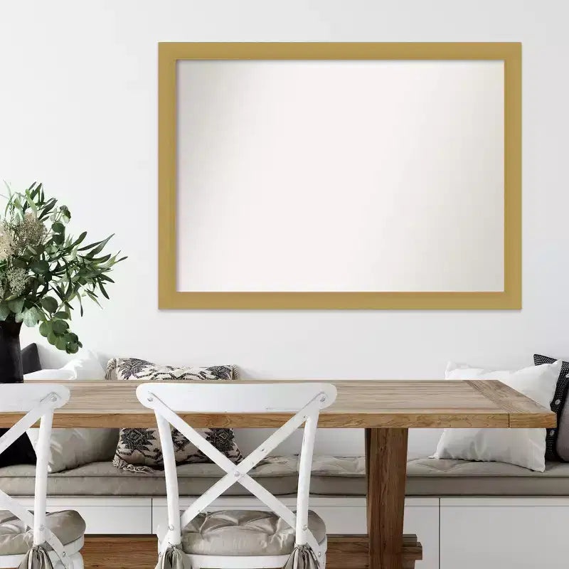 42" x 31" Non-Beveled Grace Brushed Gold Wall Mirror