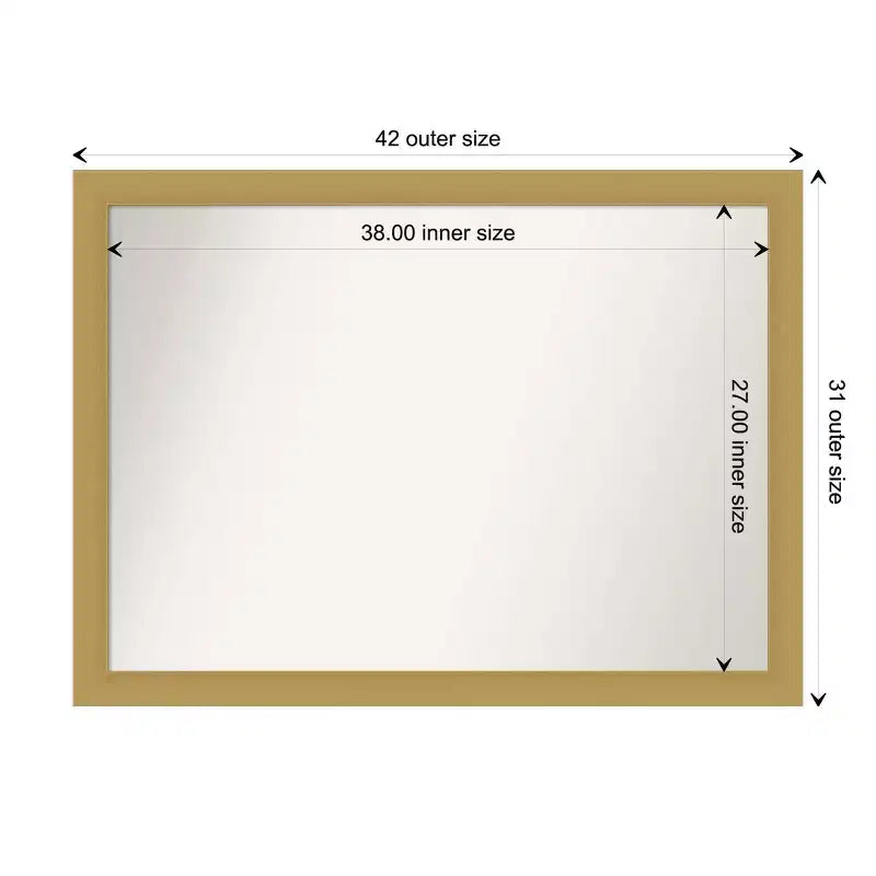 42" x 31" Non-Beveled Grace Brushed Gold Wall Mirror
