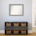 33" x 27" Non-Beveled Elegant Bathroom Wall Mirror Brushed Pewter Rectangle Polystyrene Frame Wall Mounted