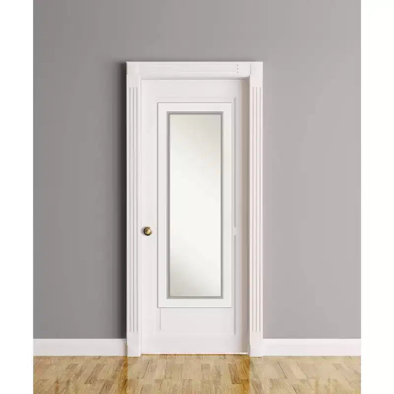 19" x 53" White Silver Framed Full-Length On the Door Mirror Wood Frame No Assembly Required