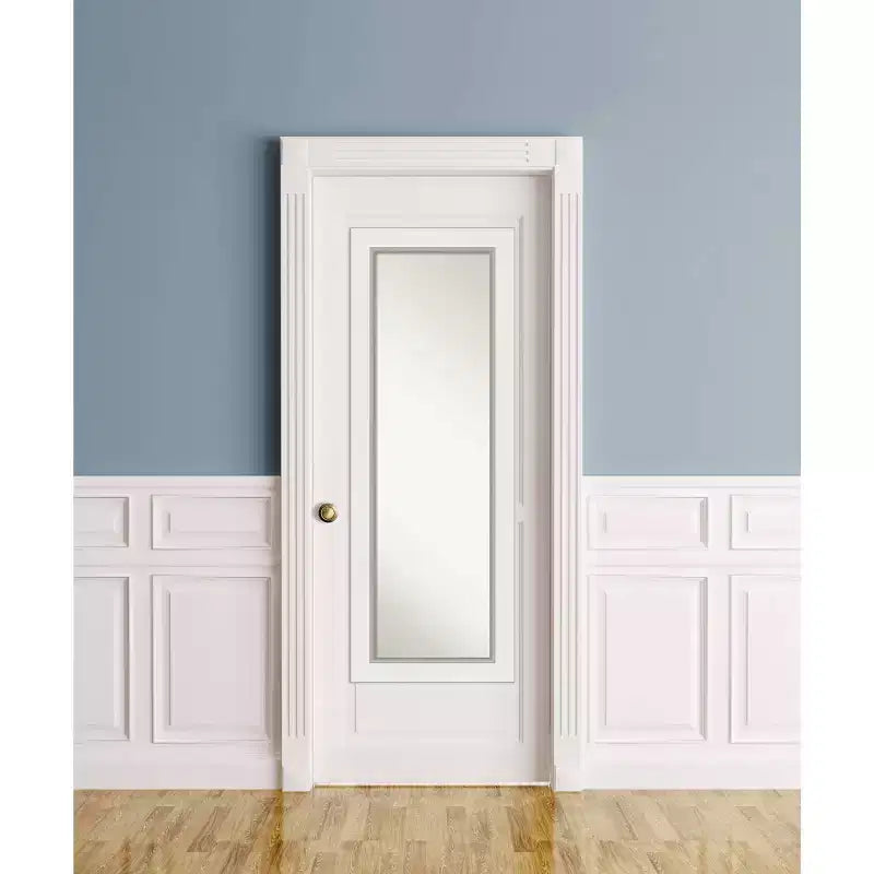 19" x 53" White Silver Framed Full-Length On the Door Mirror Wood Frame No Assembly Required