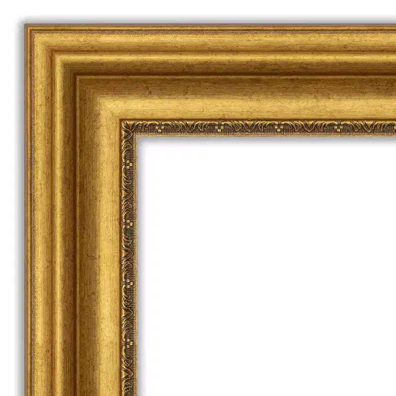 32"x32" Non-Beveled Parlor Gold Wall Mirror Modern Square Framed Includes Mounting Hardware