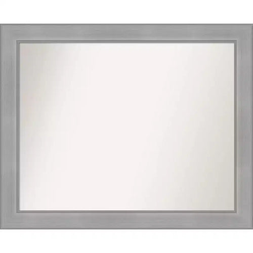 32" x 26" Non-Beveled Vista Brushed Nickel Wall Mirror - Amanti Art: Modern Rectangle, Polystyrene Frame