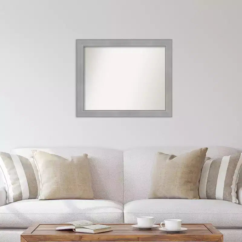 32" x 26" Non-Beveled Vista Brushed Nickel Wall Mirror Modern Rectangle Polystyrene Frame
