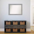 32" x 26" Non-Beveled Brushed Nickel Wall Mirror Modern Rectangle Polystyrene Frame