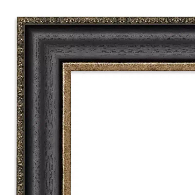 44" x 33" Non-Beveled Thomas Black Bronze Wall Mirror Modern Rectangular Polystyrene Frame Includes Mount Hardware