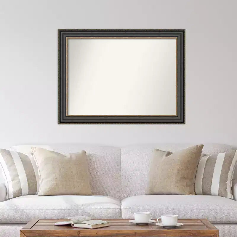 44" x 33" Non-Beveled Thomas Black Bronze Wall Mirror Modern Rectangular Polystyrene Frame Includes Mount Hardware