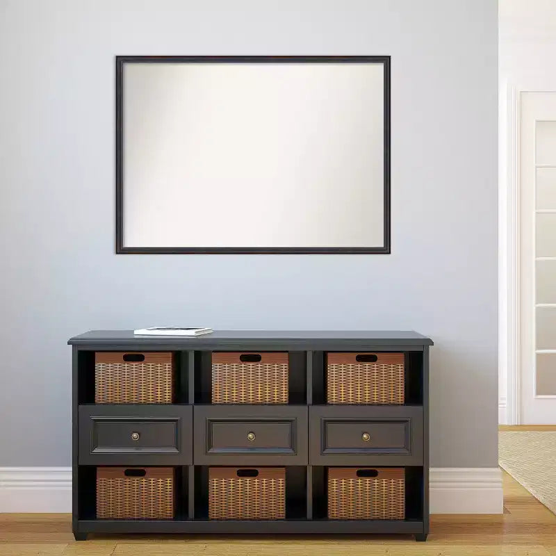 40" x 29" Non-Beveled Dark Bronze Scoop Wood Wall Mirror