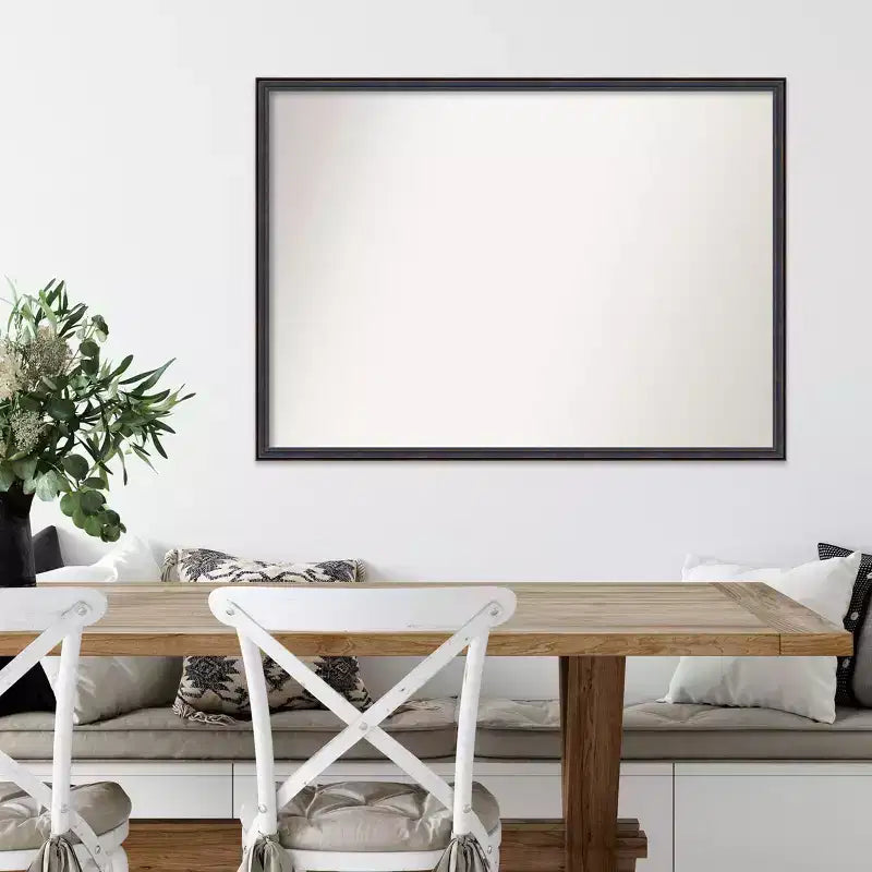 40" x 29" Non-Beveled Dark Bronze Scoop Wood Wall Mirror