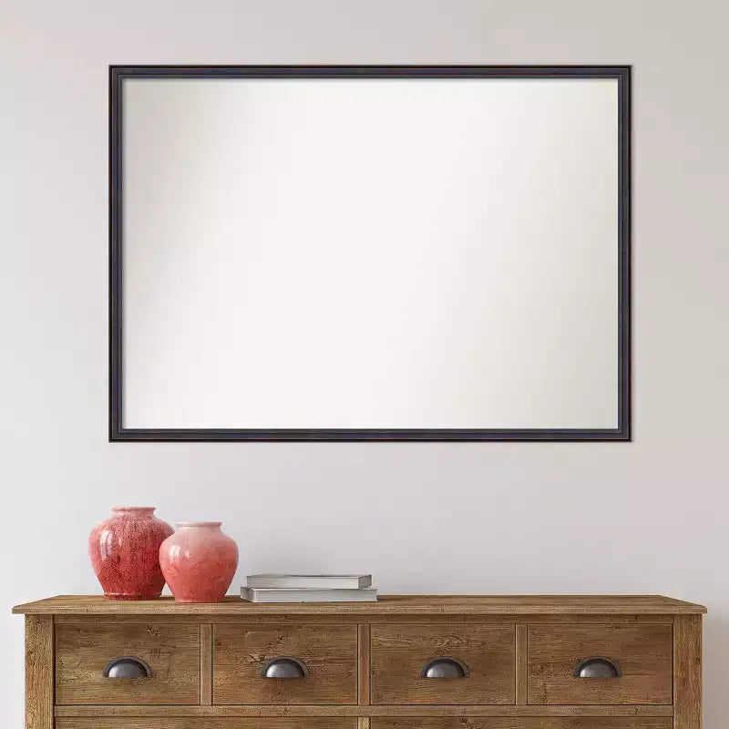 40" x 29" Non-Beveled Dark Bronze Scoop Wood Wall Mirror