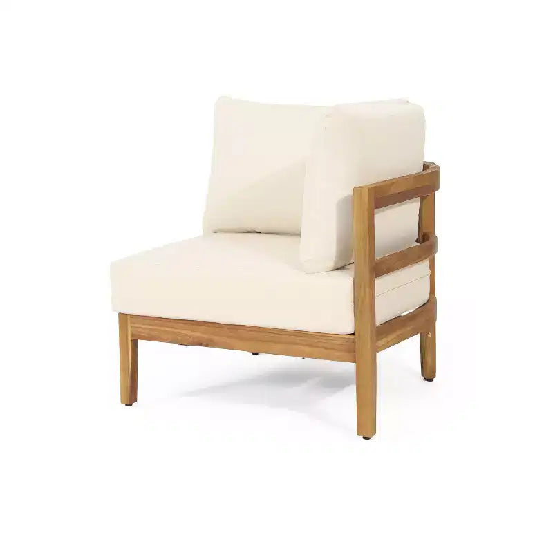 GDFStudio Crowne Salon de conversation d'extérieur 5 places en bois d'acacia et osier rond avec foyer