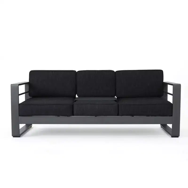 Christopher Knight Home Cape Coral Salon de jardin 7 places en aluminium avec foyer