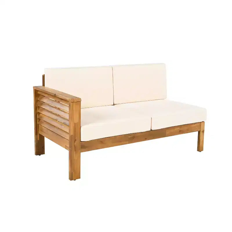 Christopher Knight Home Percy, ensemble de 4 meubles de patio en bois d'acacia, canapé d'angle en L rembourré avec table basse