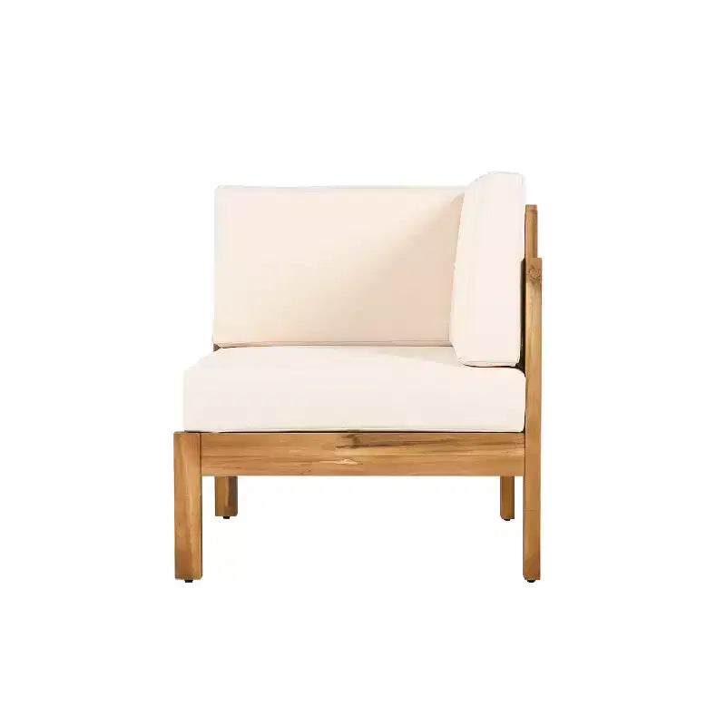 Christopher Knight Home Percy, ensemble de 4 meubles de patio en bois d'acacia, canapé d'angle en L rembourré avec table basse