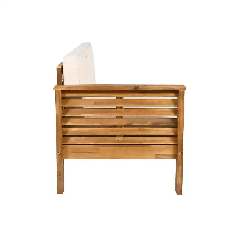 Christopher Knight Home Percy, ensemble de 4 meubles de patio en bois d'acacia, canapé d'angle en L rembourré avec table basse