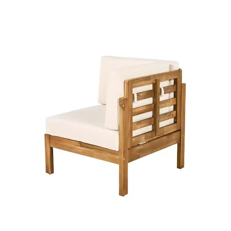 Christopher Knight Home Percy, ensemble de 4 meubles de patio en bois d'acacia, canapé d'angle en L rembourré avec table basse