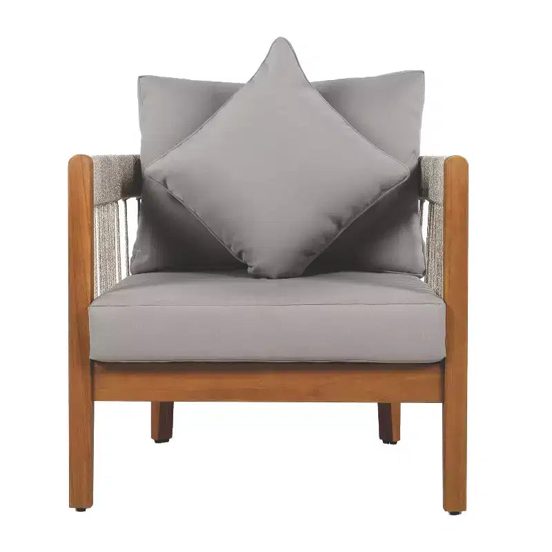 Christopher Knight Home Clifton Ensemble de 3 pièces de Patio en Acacia Rustique et Design à Lattes de Corde avec Coussins