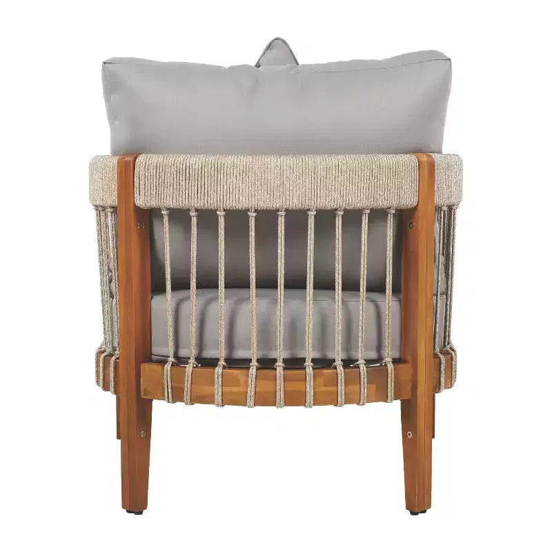 Christopher Knight Home Clifton Ensemble de 3 pièces de Patio en Acacia Rustique et Design à Lattes de Corde avec Coussins