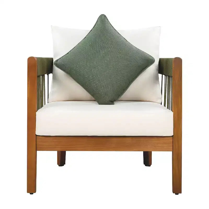 Christopher Knight Home Clifton Ensemble de 3 pièces de Patio en Acacia Rustique et Design à Lattes de Corde avec Coussins