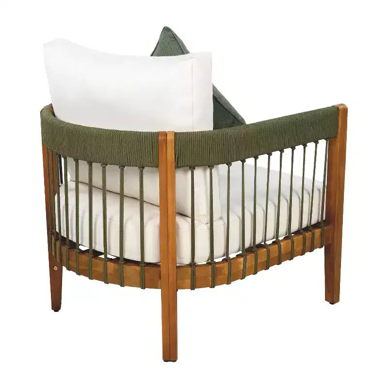 Christopher Knight Home Clifton Ensemble de 3 pièces de Patio en Acacia Rustique et Design à Lattes de Corde avec Coussins