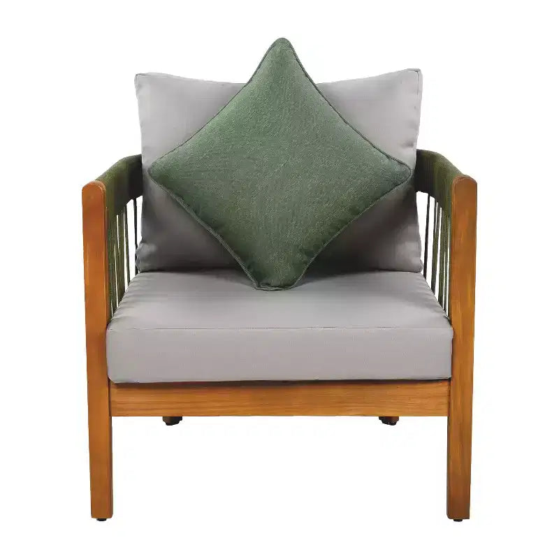 Christopher Knight Home Clifton Ensemble de 3 pièces de Patio en Acacia Rustique et Design à Lattes de Corde avec Coussins