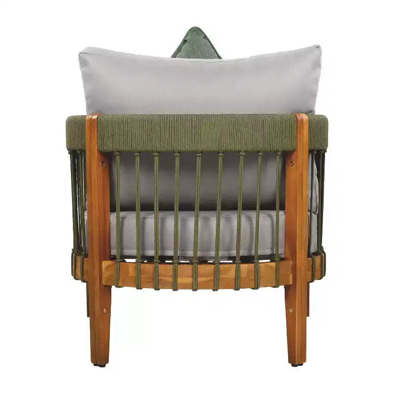 Christopher Knight Home Clifton Ensemble de 3 pièces de Patio en Acacia Rustique et Design à Lattes de Corde avec Coussins