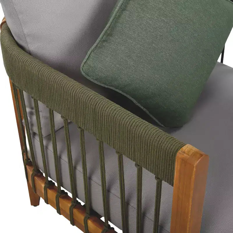 Christopher Knight Home Clifton Ensemble de 3 pièces de Patio en Acacia Rustique et Design à Lattes de Corde avec Coussins