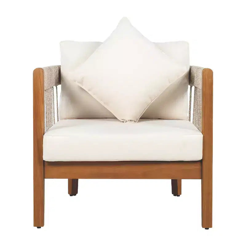 Christopher Knight Home Clifton Ensemble de 3 pièces de Patio en Acacia Rustique et Design à Lattes de Corde avec Coussins