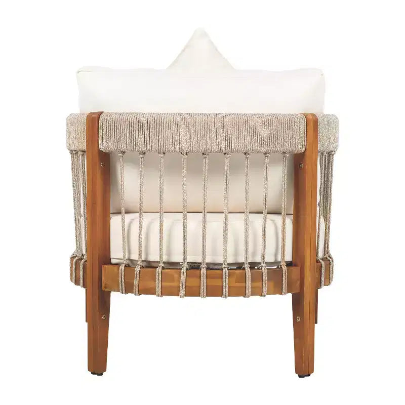 Christopher Knight Home Clifton Ensemble de 3 pièces de Patio en Acacia Rustique et Design à Lattes de Corde avec Coussins