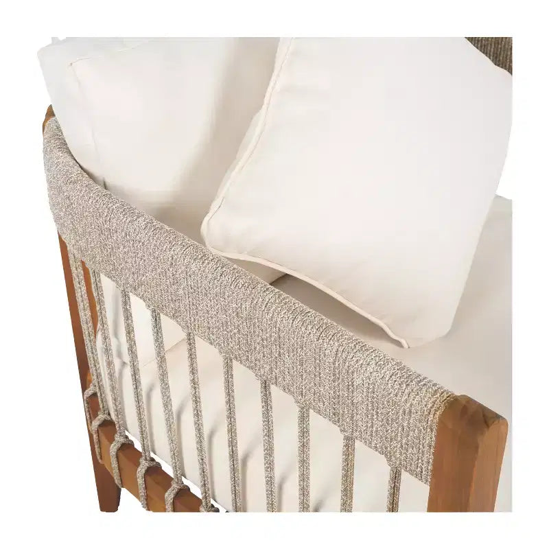 Christopher Knight Home Clifton Ensemble de 3 pièces de Patio en Acacia Rustique et Design à Lattes de Corde avec Coussins