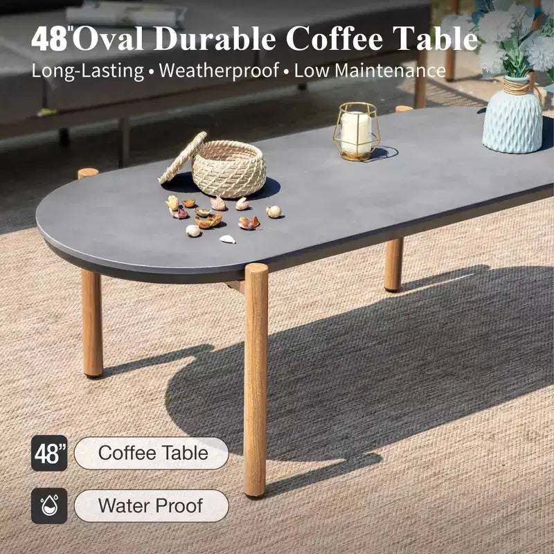Captiva Designs Ensemble de conversation de canapé d'extérieur moderne en corde tressée 6 pièces avec pouf