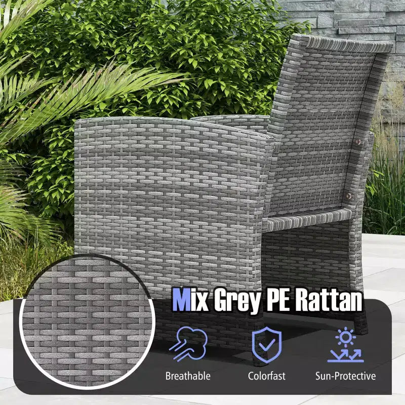 Ensemble de meubles de patio Costway 3 pièces avec table basse en verre trempé et coussins de siège moelleux gris/noir/blanc