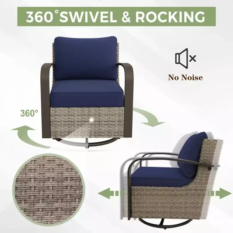 EAGLE PEAK Ensemble de mobilier de patio Coastal Vista, ensemble de conversation de patio en osier incurvé demi-lune avec table basse