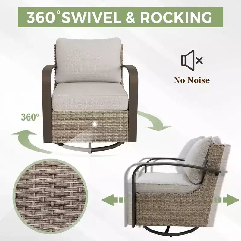 EAGLE PEAK Ensemble de mobilier de patio Coastal Vista, ensemble de conversation de patio en osier incurvé demi-lune avec table basse