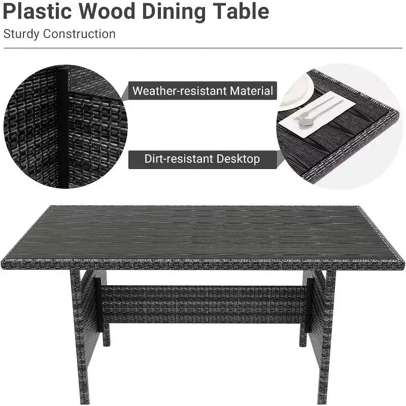 Acekool Ensemble de 7 meubles de patio d'extérieur avec rotin PE gris, coussins et table en verre pour porche, balcon et jardin.