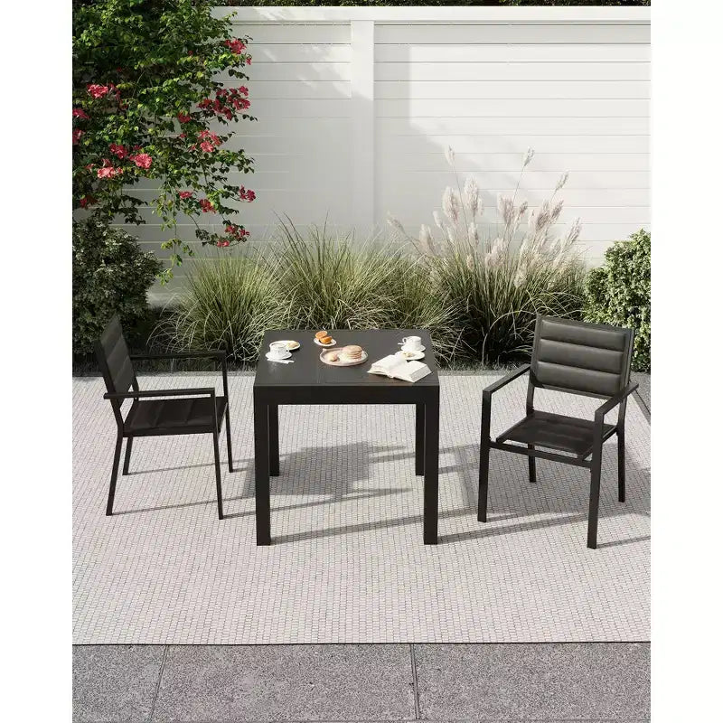 Lot de 4 chaises de patio empilables - Chaises de salle à manger empilables d'extérieur en aluminium avec tissu textilène respirant pour l'extérieur, le patio, la terrasse, le jardin