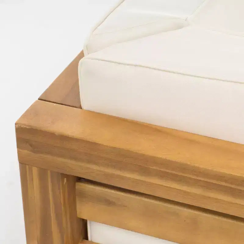 Christopher Knight Home Cynthia Ensemble de canapés de jardin modulables en L en bois d'acacia rembourrés à 5 places avec table basse